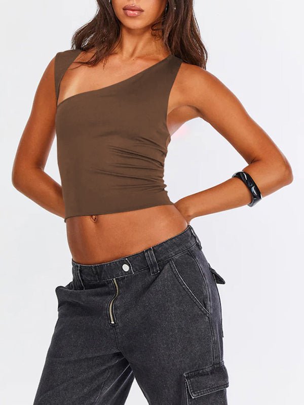 New Y2K irregular neckline top sexy backless slim vest - Top